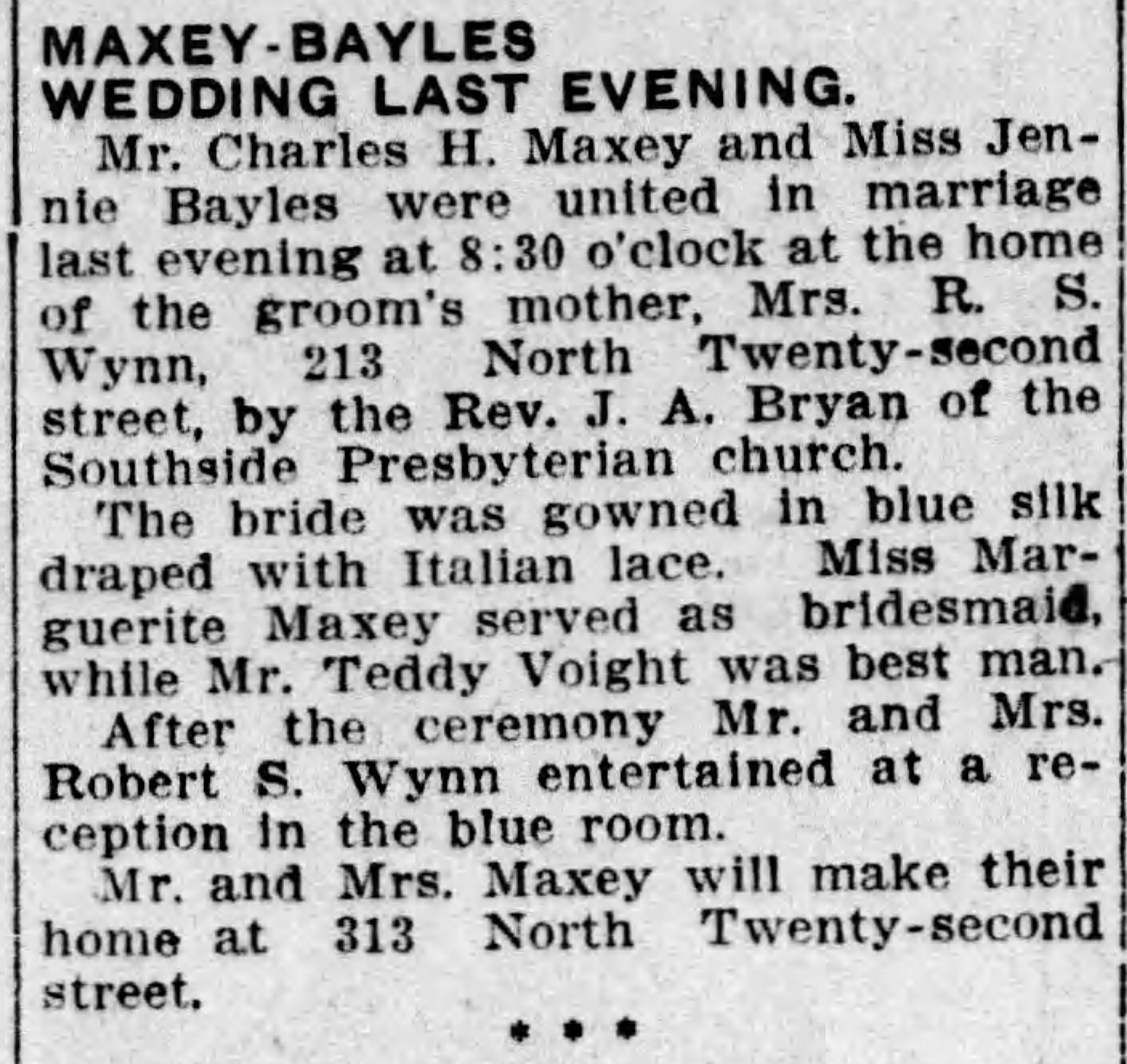 Charles H. Maxey-Jennie Bayles